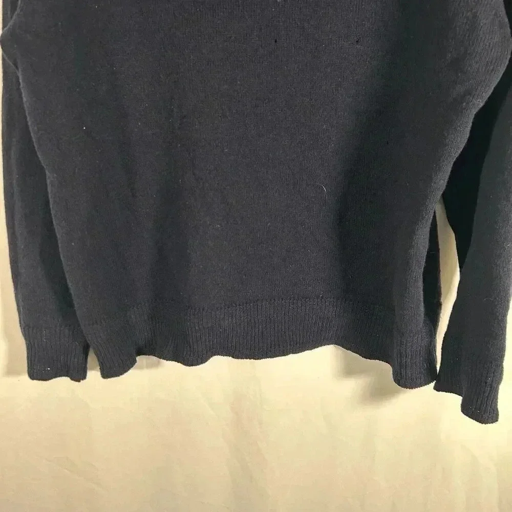 J. Crew Lambs Wool Sweater Men Large Blue Turtleneck Long Sleeve Knit 1/4 Button